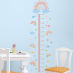 3D Cartoon Height Growth Chart for Kids - Removable DIY Pink Rainbow Wall Decal Peel and Stick Stars and White Clouds Wall Art Decor for Kids Nursery, Bedroom, Bathroom
