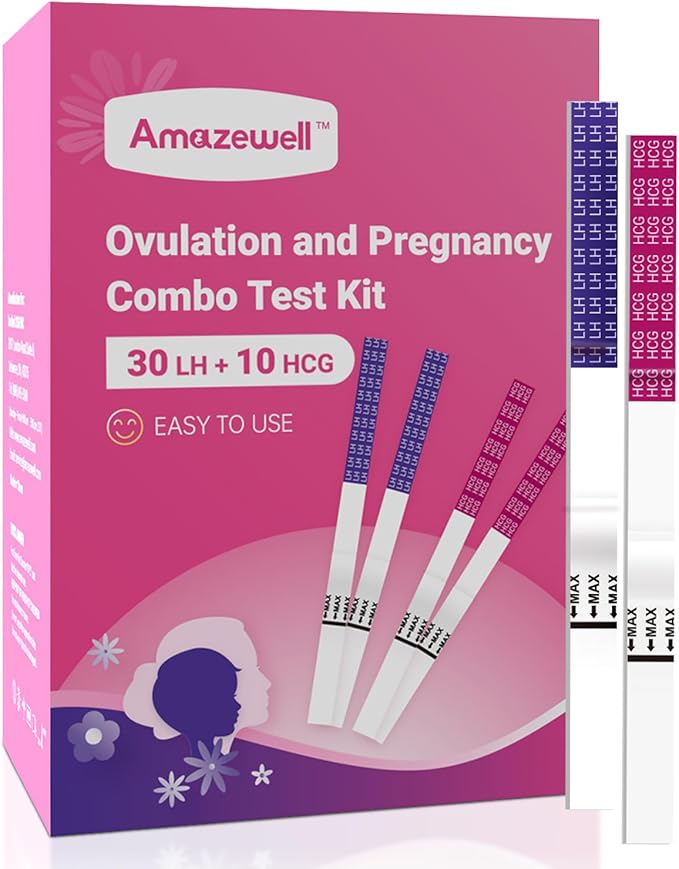 Ovulation Test Strips and Pregnancy Test Strips Kit, Ovulation Strips Fertility Test for Women, 30 LH Test + 10 HCG Test, Ovulation Predictor Kit for Home