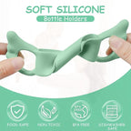 Silicone Baby Bottle Handles, 3PCS Bottle Handles for 2.36-2.76" Wide-Neck Bottles, Baby Bottle Handles has Easy Grip Handles, Easy Carry Handle Lightweight Bottle Handle(Blue/Green/Pink)