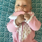 Baby Girl Bandana Teething Bibs - Attached Heart Teether - Set of 4 - Pink