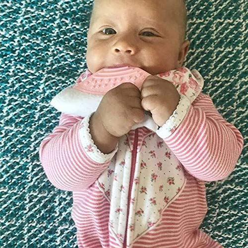 Baby Girl Bandana Teething Bibs - Attached Heart Teether - Set of 4 - Pink