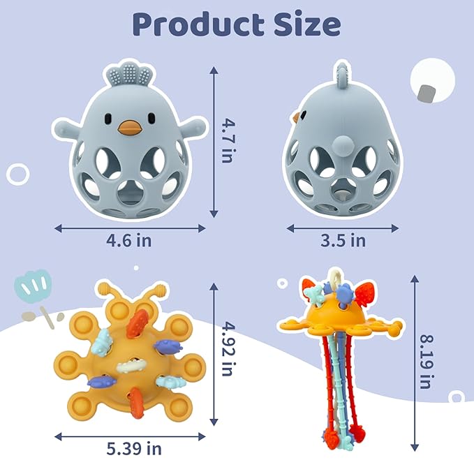 Baby Suction Toys Teething High Chair Toys - Baby Teething Chew Table Toy Silicone Teethers, Food Grade Silicon for 6 12 18 Months (Blue)