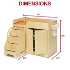 Monläurd® 100% Birch Baby Changing Table with Stairs & Storage, Montessori Toddler Diaper Changing Station, Safe Nursery Furniture for Daycare & Home