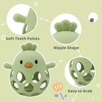 Baby High Chair Toys Teething Chew - Baby Suction Table Toys, Teething Silicone Teethers, Table, Food Grade Silicon for 6 12 18 Months (Green)