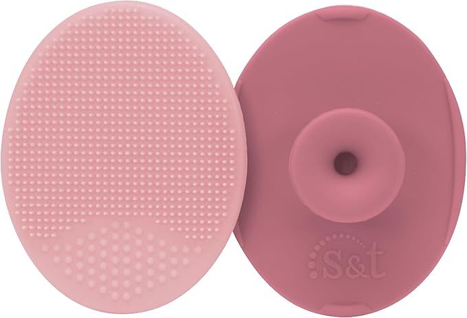 S&T INC. Exfoliating and Massaging Cradle Cap Bath Brushes for Baby, Silicone - 2 Inch x 2.5 Inch, Pink, 2 Pack