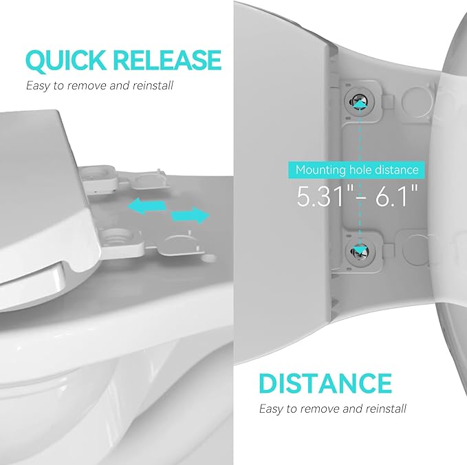 R&T Elongated Toilet Seat with Built in Potty Training Seat, Slow Close Toddler Seat Fits both Adult and Child, Easy To Install & Clean