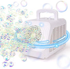 Automatic Rotating Bubble Machine 12 Holes Bubble Blower Plugin or Battery Operated Portable Bubble Maker 20000+ Big Bubbles Per Minute Bubbles for Outdoor Wedding Birthday Easter Party