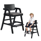 Solid Wood high Chairs for Toddlers,High Chair Grows with Kid for Dining, Study Chair for Children, Black