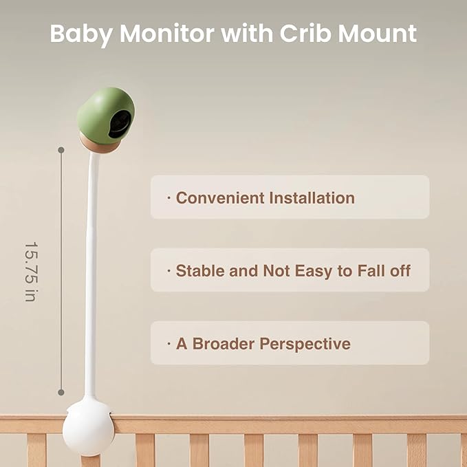 MONAI WiFi Baby Monitor with Camera and Audio, Covered-Face/Sleep/Cry Alerts, Virtual Safety Fence, AI-Powered Smart Baby Monitor with 3K FHD, Night Vision, Local Storage & Cloud Backup, No Fee