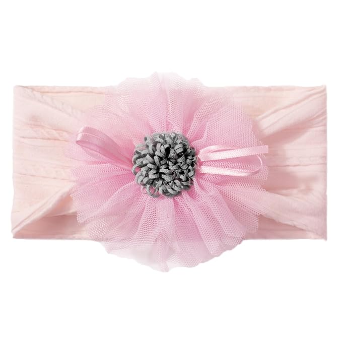 Baby Girls Sunflower Headbands, 3 Pack Baby Hairband Hair Bows Lace and Stretchy Elastic Accessory for Newborn Infants Toddlers (Purple+Blue+Pink, One Size(Stretchy))