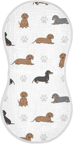 1 Pack Muslin Burp Cloths Dachshund Dogs Paw White Cotton Baby Burp Cloths Ultra Absorbent and Soft Thick Burping Cloth for Newborn Boys Girls 22x11 Inch
