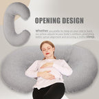 Chilling Home Pregnancy Pillow, C Shaped Full Body Pillow Maternity Pillow for Women 55 inch, Pregnancy Pillows for Sleeping Pregnant Must Have with Jersey Removable Cover,Grey