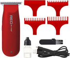 Red by Kiss Hair Clipper, Mini Cordless Hair Trimmer, Long Lasting Hair Cutting Kit, USB-C Rechargeable Haircut Beard Trimming Clippers for Men Women Kids, Portable Grooming Kit (Red)