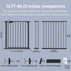 DEARBB Triple Lock Baby Gate for Stairs Doorways and House 31" to 86" Extra Wide Pressure Mounted Easy Walk Through Auto Close Safety Pet Gate Black 76.77-86.22"