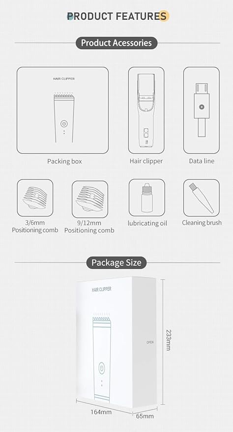 YRY Smart Vacuum Baby Hair Clipper, IPX7 Waterproof, Child Safe, 2 Isolated Motors, White