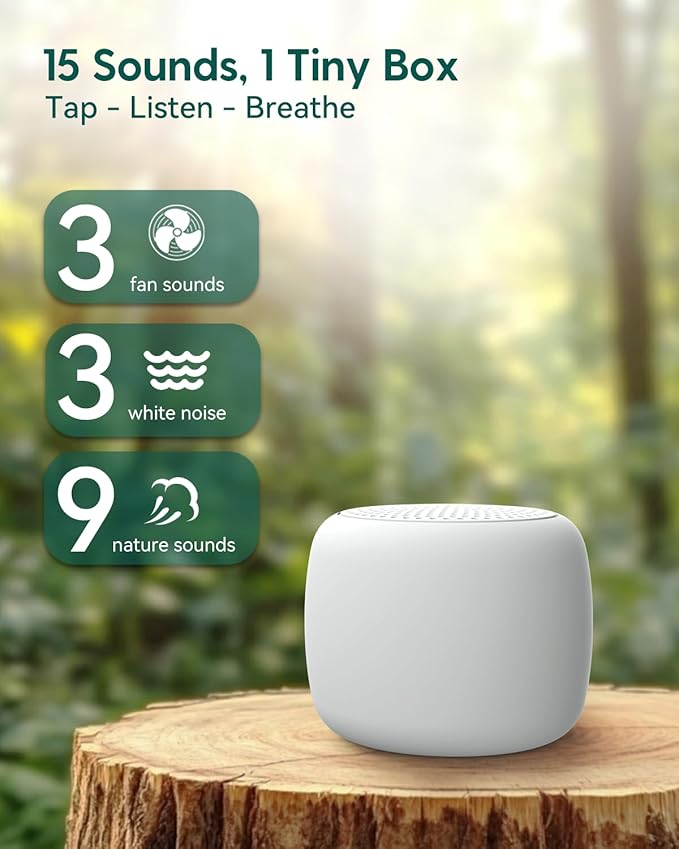 Babelio White Noise Sound Machine for Adults Kids Baby, Mini, 15 Non-looping Sounds, Timer, Memory Function, Easy to Pocket and Travel White 2 Pack