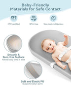 COMOMY Baby Changing Pad for Dresser - Wipeable Changing Pad with Restraining Belt, Waterproof, Soft, Lightweight and Portable, Easy to Clean for On The Go Diaper Change, Light Grey
