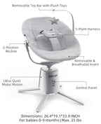 Zoicay Lightweight Baby Swing for Infant with 3 Modes & 5 Speeds, BT Enabled App & Remote Control Electric Swing – 6 Lullabies and 3 Timer Settings, 2 Seat Positions and 5-Point Harness Compact Swing