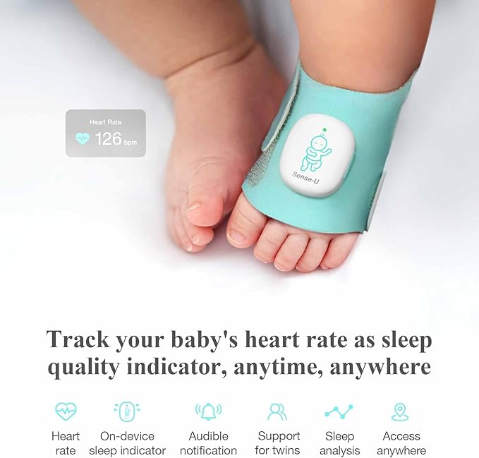 Sense-U Smart Sock Shoe Baby Monitor (Long Range) - Track Baby’s Heart Rate, Movement and Sleep from Anywhere