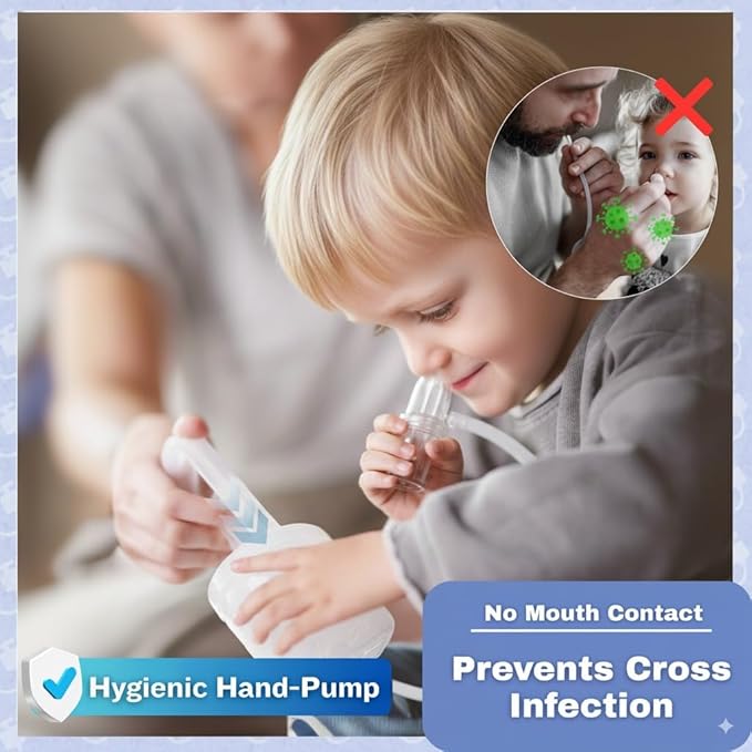 Chiboji Baby Nasal Aspirator – Powerful Hand Pump Nose Sucker | Booger Sucker with Rounded Non-Invasive Nozzle | Quiet and Strong Suction Nose Cleaner for Infants and Toddlers, Made in Taiwan