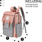 Frank Mully Diaper Bag Backpack Large Multifunction Travel Baby Bag for Mom Dad Pink1