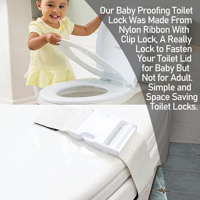 Toilet Locks Baby Proof Child Toddlers, [2 Packs] Sturdy Safety Toilet Lid Seat Proofer Lock for Kids Pets Dog, Easy Installation and Fit Most Toilets Bathroom (White)