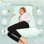 Chilling Home Pregnancy Pillow, Cooling Pregnancy Pillows for Sleeping,Full Body Pillow for Adult,Maternity Pillow for Pregnant Women 63 inch, Pregnancy Must Have with Removable Cover, Mint Green
