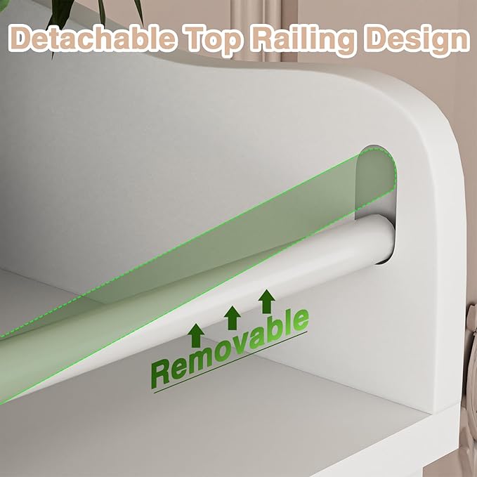 Nursery Dresser with Changing Table Top, Tall Changing Table Dresser of Bedroom, Wooden Dressers & Chests of Drawers, 4 Drawers with 2 Open Shelves, White