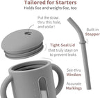 SAMiGO Silicone Sippy Cup, Baby Straw Cup for 6 12 18 Months, Sippy Cup with Straw for Toddlers 1-3 Years, Baby Water Cup for Drinking and Training, 6 oz