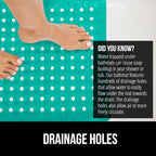 GORILLA GRIP Patented Square Shower Stall Mat, Small Bathtub Floor Mats for Stand Up Showers, Suction Cups and Drain Holes, Machine Wash, Soft on Feet, Bathroom Accessories 21x21 Inch Turquoise Opaque