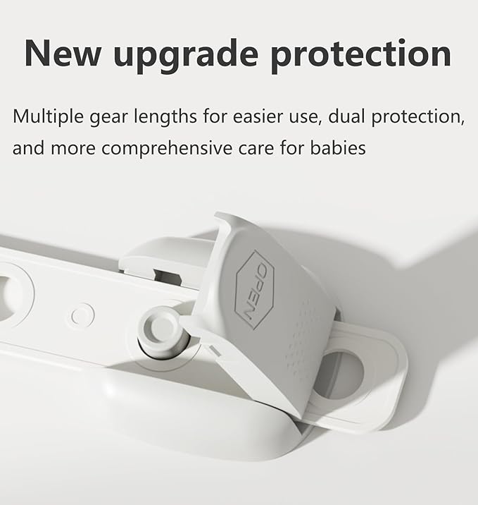 Child Safety Strap Locks (10 Pack) Baby Locks for Cabinets and Drawers, Toilet, Fridge & More. Adhesive Pads. Easy Installation, No Drilling Required, White/Gray (White, 10 pcs (Pack of 1))