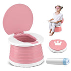 Travel Potty for Toddler Training - Foldable Seat for Boys & Girls - Portable Car Potty for Camping & Park (Pink)