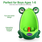 Toddler Urinal for Boys, Frog Potty Training Toilet with Spinning Target, Ages 1-6 (Green)