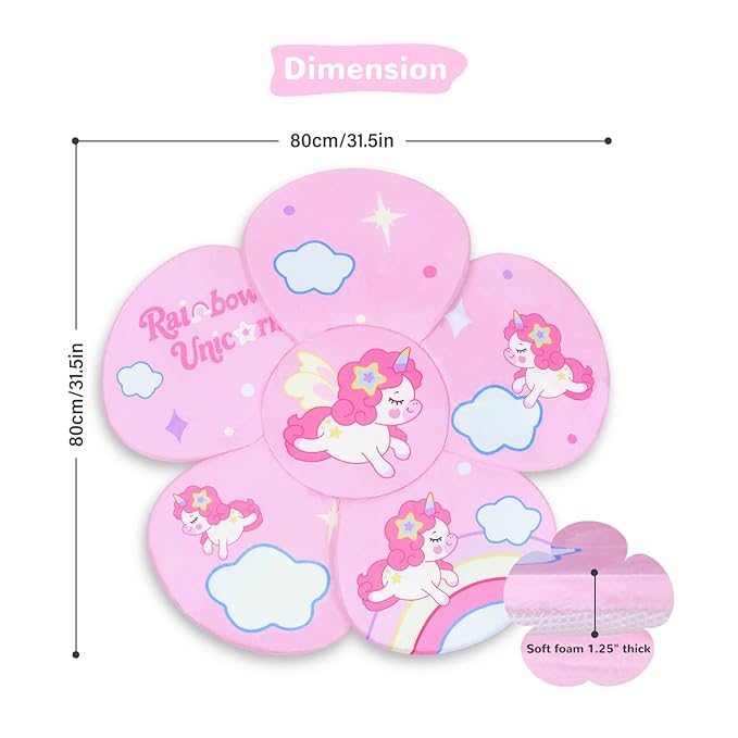 Baby Bath Cushion - Newborn & Infant Lotus Bath Flower Baby with Soft Cover - Travel Bathtub Insert Pad for Kitchen Sink, Shower & Tub - Flower Bathing Pillow with Patented Comfort & Support (Unicorn)