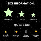 Glow in The Dark Stars for Ceiling, Luminous Wall Sticker, Kids Bedroom Wall Decal, Sticky Fluorescence Star, Gift for Boys and Girls (Green)