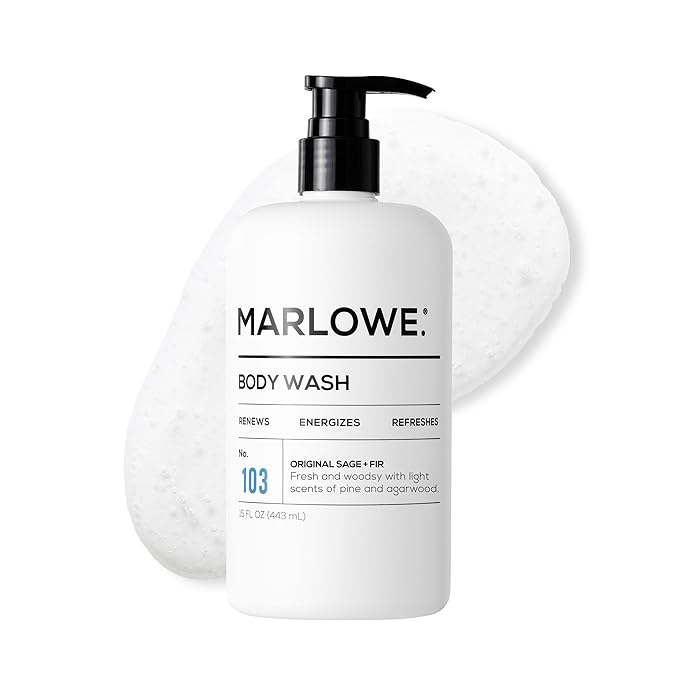 MARLOWE. No. 103 Body Wash 16 oz Pump, Original, Energizing & Refreshing Shower Gel with Willow Bark & Green Tea Extracts, Cleanses, Moisturizes, Smooths & Nourishes, Fresh Pine & Agarwood Scent