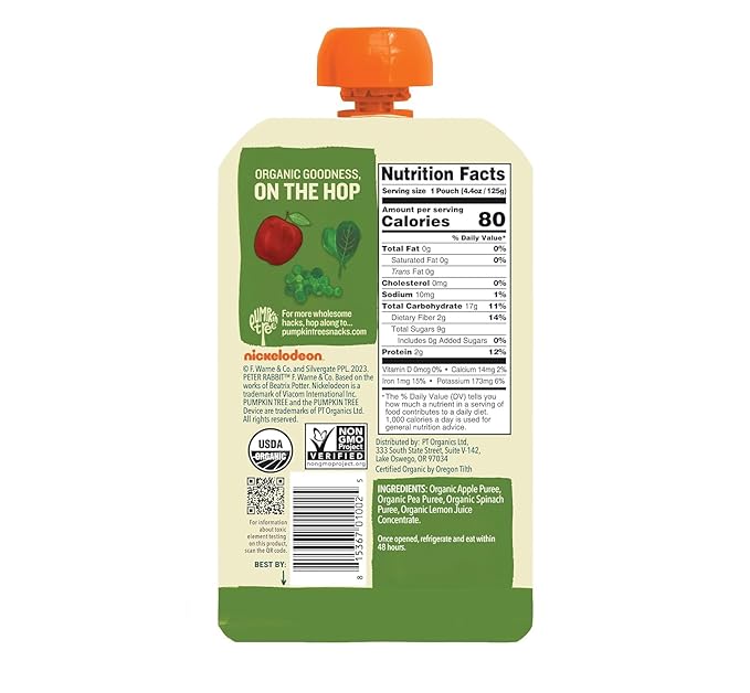 Peter Rabbit Organics Fruit & Vegetable Variety Pack - Squeezable Snack Pouches, 4 oz. (Pack of 36)