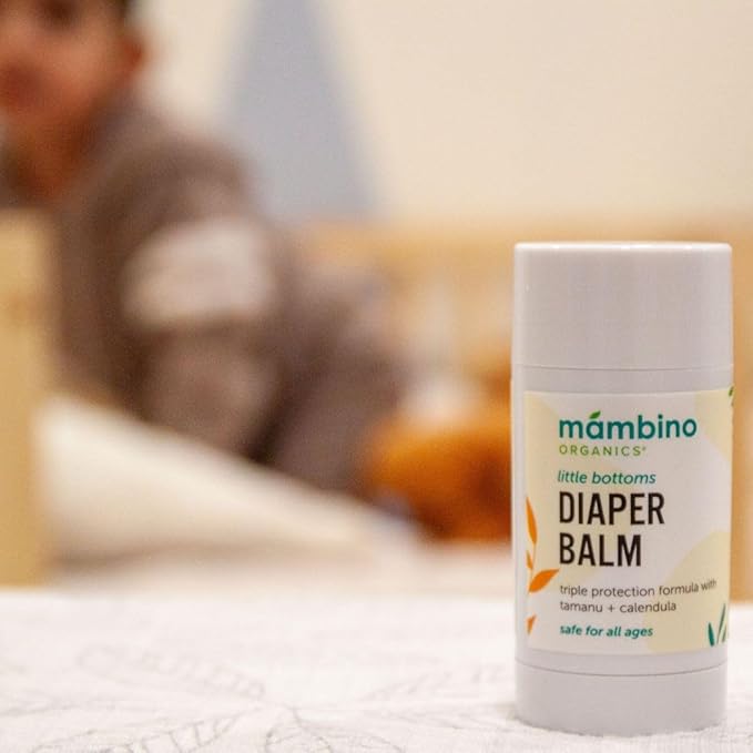 Mambino Organics Little Bottoms Diaper Balm, New & Improved Ointment Rash Cream for Diaper Rash, Calendula - Oatmeal, Cruelty-Free, 0.63 Ounces