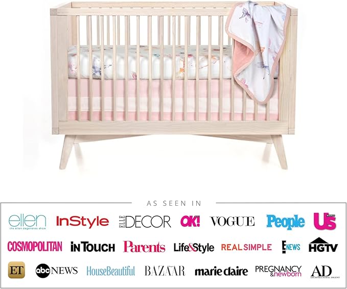 Oilo Crib Sheet, Breathable, Fitted, Turkish Cotton Jersey, 300 Thread Count, Machine Washable, Fits Standard Crib (28" x 52" x 6"), Toddler Bedding, Girl, Boy, & Neutral Nursery Design, Butterfly