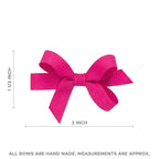 Wee Ones Girls' Plain Wrap Classic Grosgrain Hair Bows on a WeeStay No-Slip Hair Clip, Handmade, Baby, Hot Pink