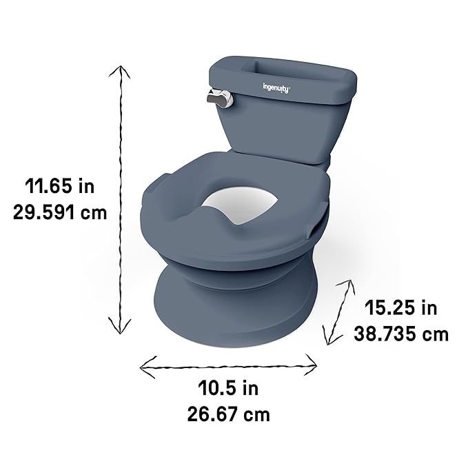 Ingenuity My Size Potty Pro in Blue, Infant Potty Training Toilet, Lifelike Flushing Sound, for Ages 18 Months, Up to 50 Pounds