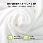 6-Pack Baby Washcloths - Soft Absorbent Viscose from Bamboo Wash Cloths for Babies, Kids, Toddlers, Infant, Newborn Bath Towels, Gentle on Sensitive Skin, 10x10 Reusable Face Towels (White/Sky)