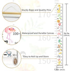 Ocean Mermaid Growth Chart for Kids Baby Height Chart Ruler Removable Canvas Wooden Frame Hanging Wall Rulers Measurement Charts for Toddler Room Nursery Decor - 79"X7.9" with Black Wood