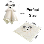Dog Baby Security Blanket Soft Unisex Lovey Stuffed Animal with Satin Backing for Toddler Infant Newborn Boys and Girls, Lovely Puppy Snuggle Toy, White 13.5 Inch