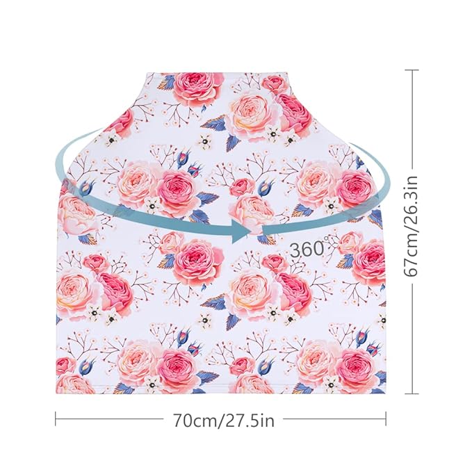 Yoofoss Nursing Cover Breastfeeding Scarf - Baby Car Seat Covers, Infant Stroller Cover, Strechy Carseat Canopy for Boys and Girls (Flower)