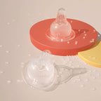 YOHKOH Natural Glass Baby Bottle with Natural Response Nipple, Newborn Anti-Colic Baby Bottles, Wide Neck Mushroom Cap Baby Bottle, Clear (Red, (8.8oz (Pack of 4))