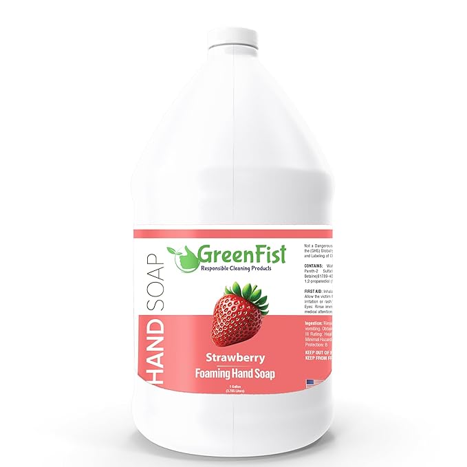 GreenFist Foaming Hand Soap Refills Strawberry Scent Jug Foam Refill Made in USA, 128 ounce (1 Gallon)