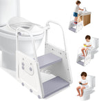 Potty Training Seat with Step Stool - 3 in 1 Potty Training Toilet Seat with Large Handles & Anti-Splash Guard | Foldable Toddler Toilet Seat Adjustable Height Non-Slip Toddler Step Stool
