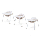 Foundations Secure Sitter Feeding Chairs 3-Pack, No-Tip Feet, 3-Point Adjustable Harness, Removable Tray, Stackable Feeding Chairs (13 inch)