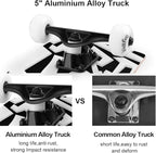 WhiteFang Skateboards for Beginners, Complete Skateboard 31 x 7.88, 7 Layer Canadian Maple Double Kick Concave Standard and Tricks Skateboards for Kids and Beginners